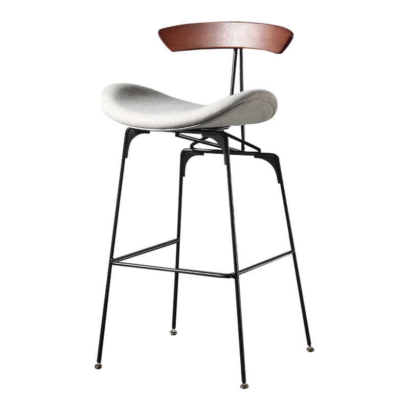 Modern Armless Backrest Counter Stool Iron Milk Tea Shop Bar Stool with Cushion and Pedal Light Gray-White 1 Piece Clearhalo 'Bar Furniture' 'Bar Stools' 'bar_stools' 'furn' 'furn_bar_stools' 'furniture_bar_stools' 'Kitchen & Dining Furniture' 'kitchen&dining_furn' 'kitchen' 'kitchen_furn' Furniture' 4259241
