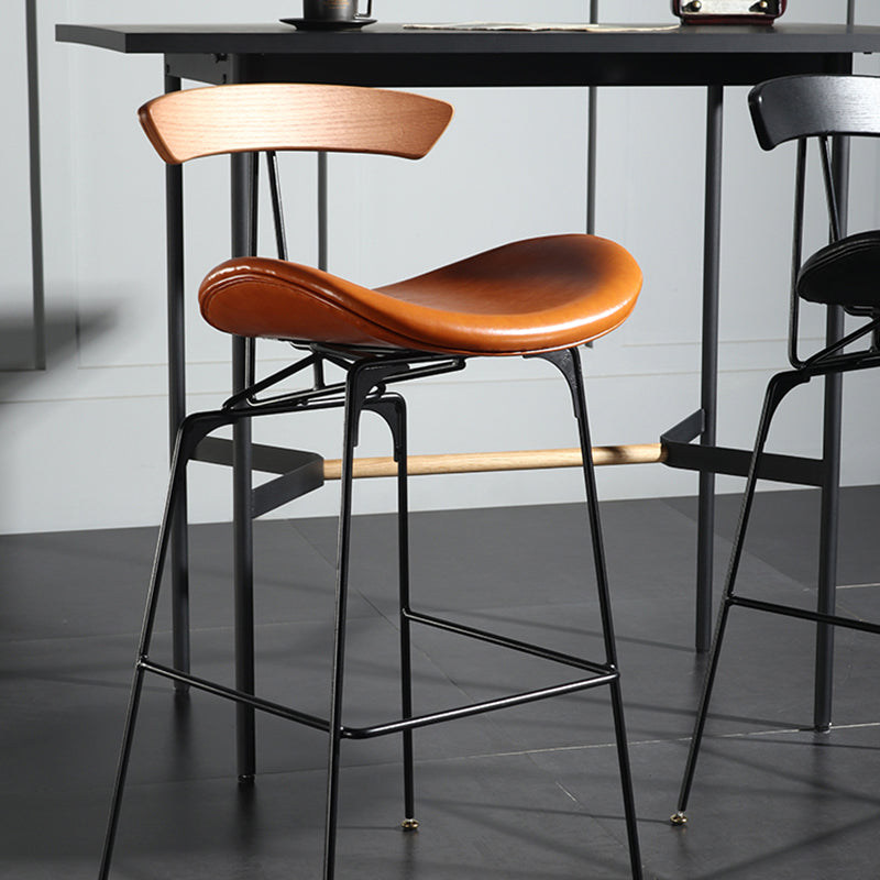 Modern Armless Backrest Counter Stool Iron Milk Tea Shop Bar Stool with Cushion and Pedal Clearhalo 'Bar Furniture' 'Bar Stools' 'bar_stools' 'furn' 'furn_bar_stools' 'furniture_bar_stools' 'Kitchen & Dining Furniture' 'kitchen&dining_furn' 'kitchen' 'kitchen_furn' Furniture' 4259242
