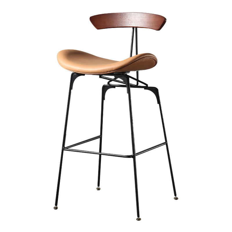 Modern Armless Backrest Counter Stool Iron Milk Tea Shop Bar Stool with Cushion and Pedal Tan 1 Piece Clearhalo 'Bar Furniture' 'Bar Stools' 'bar_stools' 'furn' 'furn_bar_stools' 'furniture_bar_stools' 'Kitchen & Dining Furniture' 'kitchen&dining_furn' 'kitchen' 'kitchen_furn' Furniture' 4259243