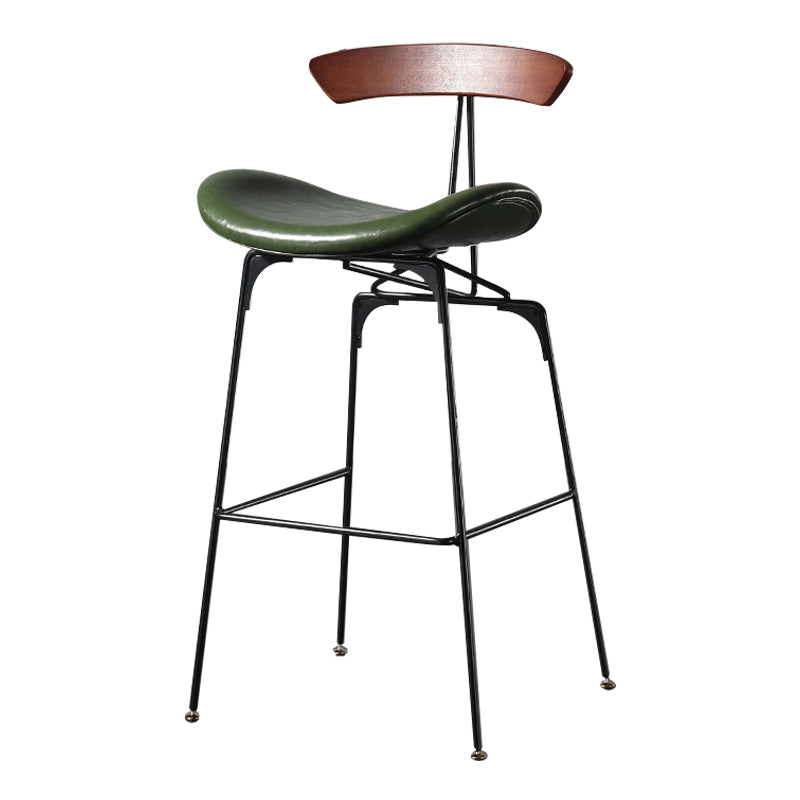 Modern Armless Backrest Counter Stool Iron Milk Tea Shop Bar Stool with Cushion and Pedal Dark Army Green 1 Piece Clearhalo 'Bar Furniture' 'Bar Stools' 'bar_stools' 'furn' 'furn_bar_stools' 'furniture_bar_stools' 'Kitchen & Dining Furniture' 'kitchen&dining_furn' 'kitchen' 'kitchen_furn' Furniture' 4259245