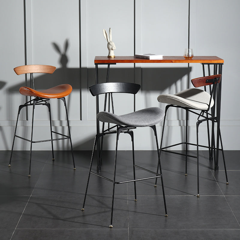 Modern Armless Backrest Counter Stool Iron Milk Tea Shop Bar Stool with Cushion and Pedal Clearhalo 'Bar Furniture' 'Bar Stools' 'bar_stools' 'furn' 'furn_bar_stools' 'furniture_bar_stools' 'Kitchen & Dining Furniture' 'kitchen&dining_furn' 'kitchen' 'kitchen_furn' Furniture' 4259246