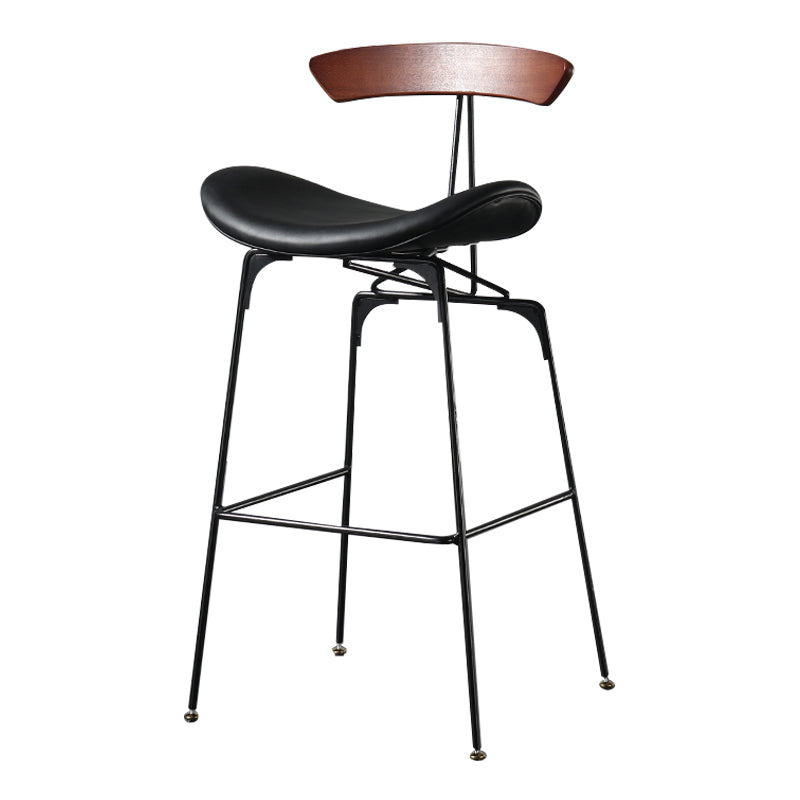Modern Armless Backrest Counter Stool Iron Milk Tea Shop Bar Stool with Cushion and Pedal Gloss Black 1 Piece Clearhalo 'Bar Furniture' 'Bar Stools' 'bar_stools' 'furn' 'furn_bar_stools' 'furniture_bar_stools' 'Kitchen & Dining Furniture' 'kitchen&dining_furn' 'kitchen' 'kitchen_furn' Furniture' 4259249