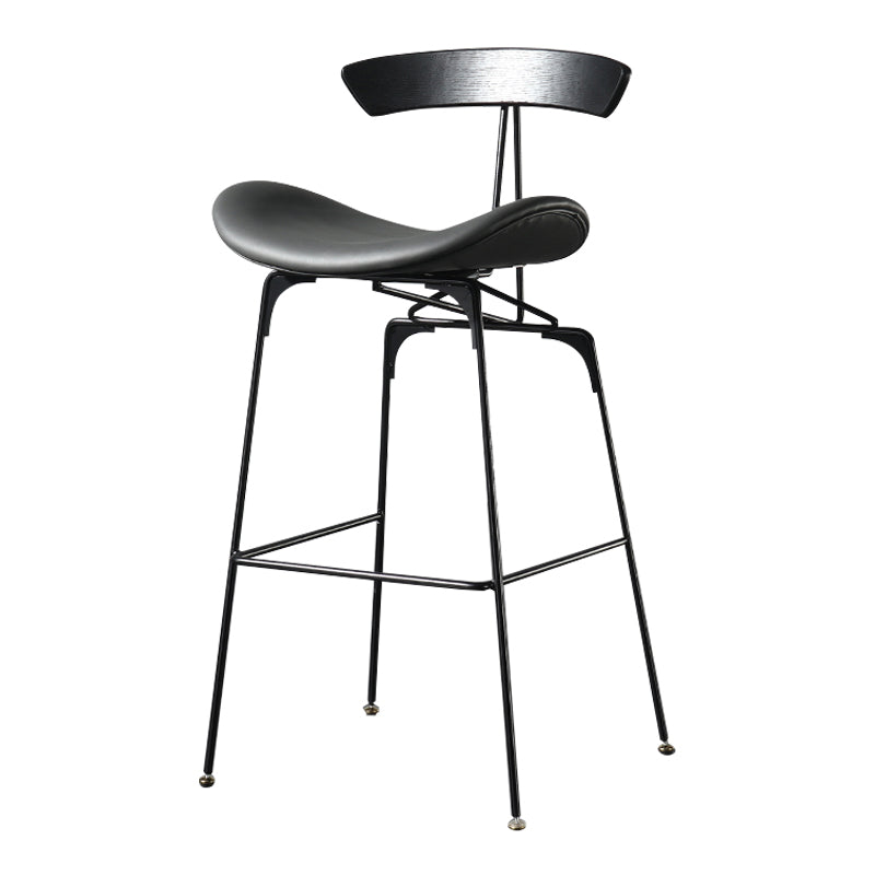Modern Armless Backrest Counter Stool Iron Milk Tea Shop Bar Stool with Cushion and Pedal Grey 1 Piece Clearhalo 'Bar Furniture' 'Bar Stools' 'bar_stools' 'furn' 'furn_bar_stools' 'furniture_bar_stools' 'Kitchen & Dining Furniture' 'kitchen&dining_furn' 'kitchen' 'kitchen_furn' Furniture' 4259250