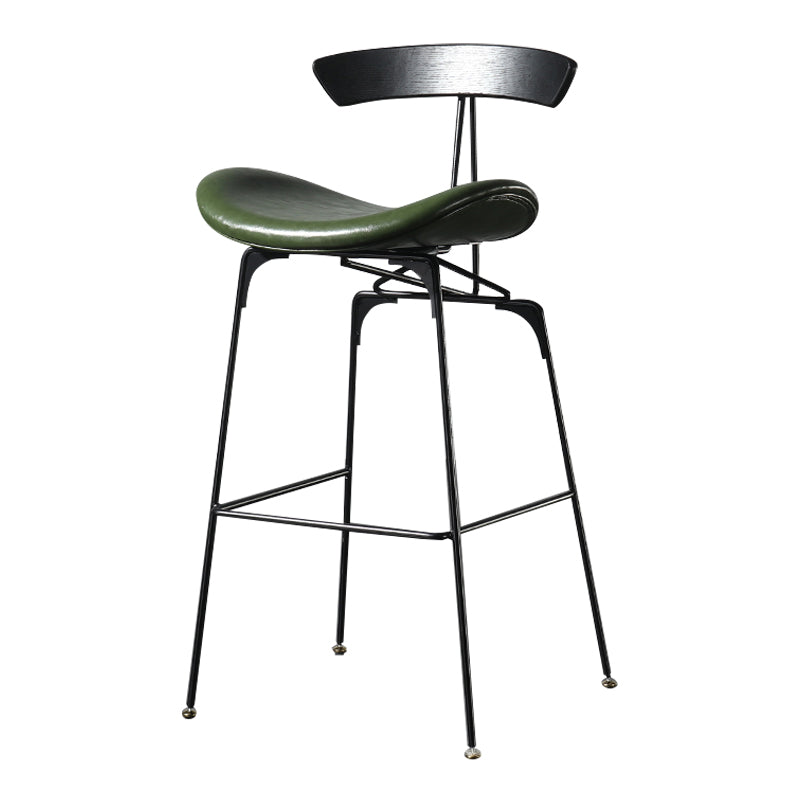 Modern Armless Backrest Counter Stool Iron Milk Tea Shop Bar Stool with Cushion and Pedal Blackish Green 1 Piece Clearhalo 'Bar Furniture' 'Bar Stools' 'bar_stools' 'furn' 'furn_bar_stools' 'furniture_bar_stools' 'Kitchen & Dining Furniture' 'kitchen&dining_furn' 'kitchen' 'kitchen_furn' Furniture' 4259252