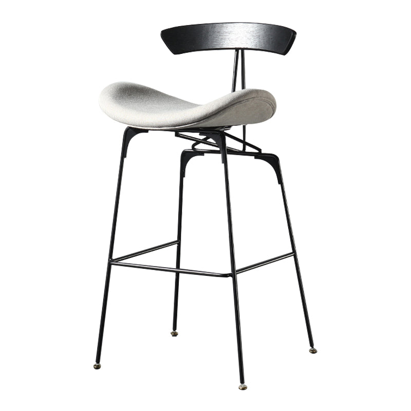Modern Armless Backrest Counter Stool Iron Milk Tea Shop Bar Stool with Cushion and Pedal Light Gray 1 Piece Clearhalo 'Bar Furniture' 'Bar Stools' 'bar_stools' 'furn' 'furn_bar_stools' 'furniture_bar_stools' 'Kitchen & Dining Furniture' 'kitchen&dining_furn' 'kitchen' 'kitchen_furn' Furniture' 4259254