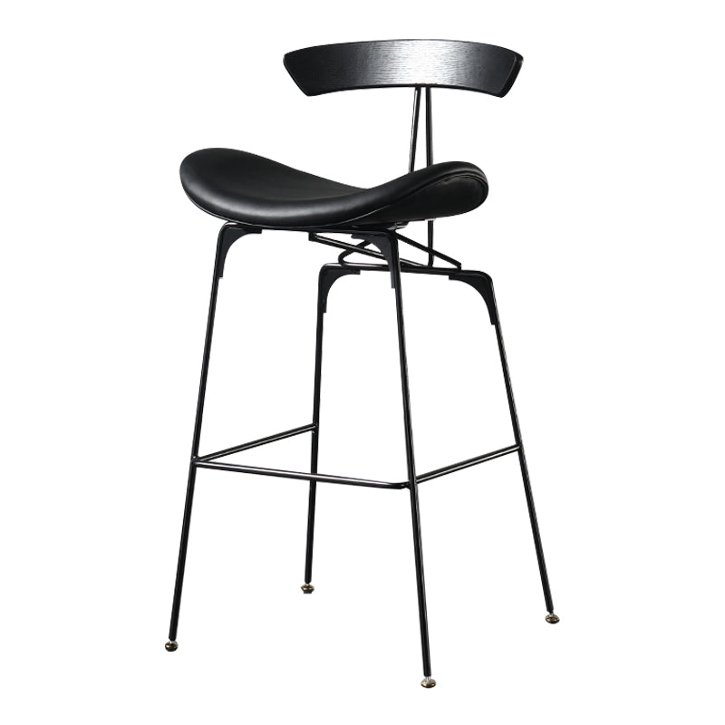 Modern Armless Backrest Counter Stool Iron Milk Tea Shop Bar Stool with Cushion and Pedal Black 1 Piece Clearhalo 'Bar Furniture' 'Bar Stools' 'bar_stools' 'furn' 'furn_bar_stools' 'furniture_bar_stools' 'Kitchen & Dining Furniture' 'kitchen&dining_furn' 'kitchen' 'kitchen_furn' Furniture' 4259255