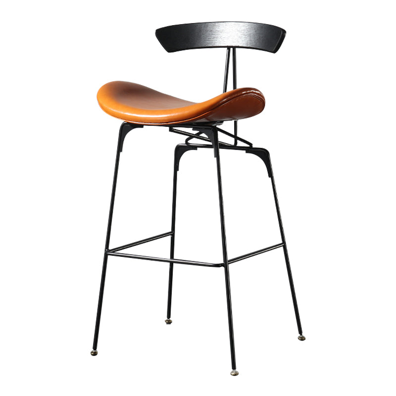 Modern Armless Backrest Counter Stool Iron Milk Tea Shop Bar Stool with Cushion and Pedal Brown 1 Piece Clearhalo 'Bar Furniture' 'Bar Stools' 'bar_stools' 'furn' 'furn_bar_stools' 'furniture_bar_stools' 'Kitchen & Dining Furniture' 'kitchen&dining_furn' 'kitchen' 'kitchen_furn' Furniture' 4259256