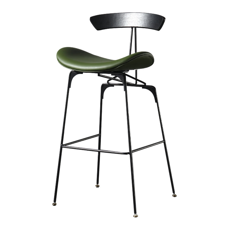 Modern Armless Backrest Counter Stool Iron Milk Tea Shop Bar Stool with Cushion and Pedal Green 1 Piece Clearhalo 'Bar Furniture' 'Bar Stools' 'bar_stools' 'furn' 'furn_bar_stools' 'furniture_bar_stools' 'Kitchen & Dining Furniture' 'kitchen&dining_furn' 'kitchen' 'kitchen_furn' Furniture' 4259257