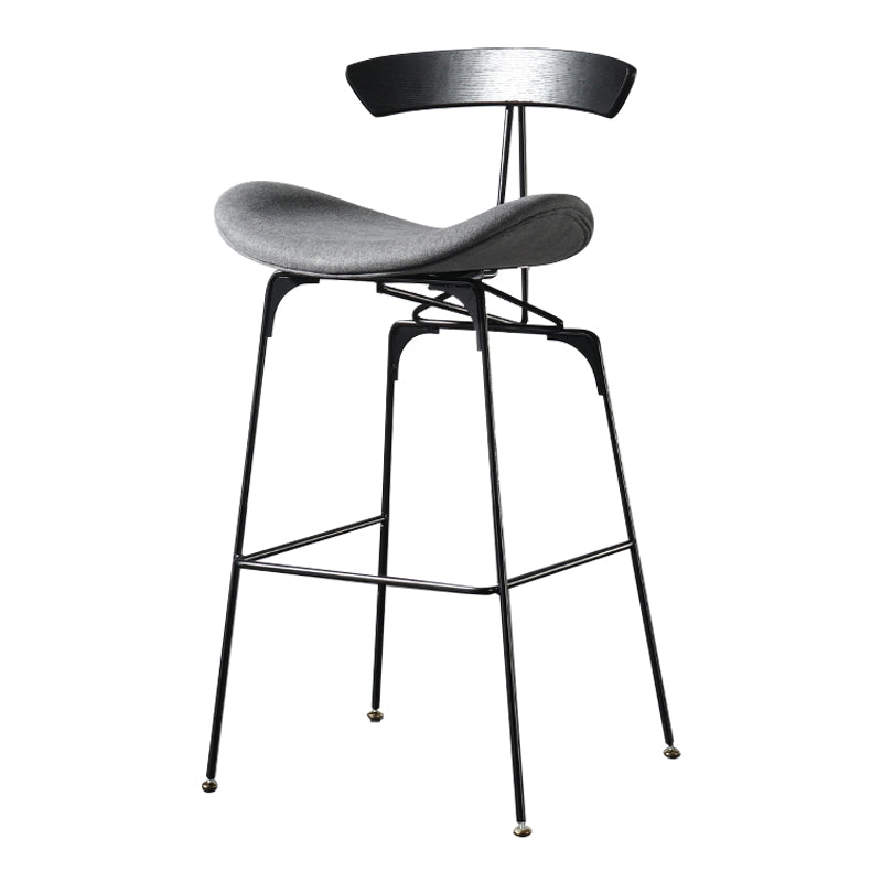 Modern Armless Backrest Counter Stool Iron Milk Tea Shop Bar Stool with Cushion and Pedal Dark Gray 1 Piece Clearhalo 'Bar Furniture' 'Bar Stools' 'bar_stools' 'furn' 'furn_bar_stools' 'furniture_bar_stools' 'Kitchen & Dining Furniture' 'kitchen&dining_furn' 'kitchen' 'kitchen_furn' Furniture' 4259258