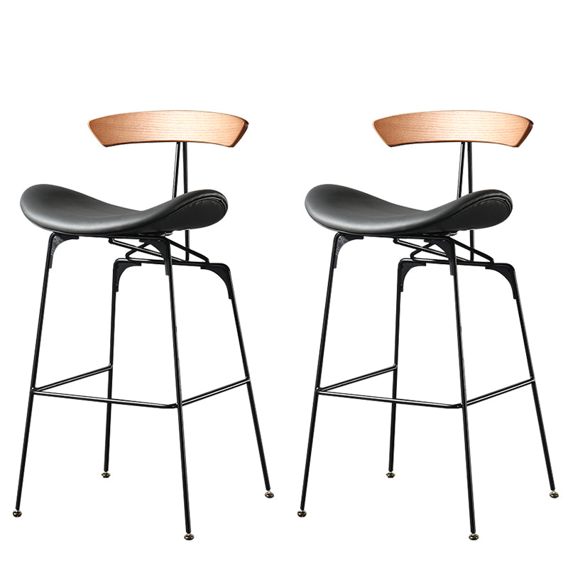 Modern Armless Backrest Counter Stool Iron Milk Tea Shop Bar Stool with Cushion and Pedal Silver Gray 2 Piece Set Clearhalo 'Bar Furniture' 'Bar Stools' 'bar_stools' 'furn' 'furn_bar_stools' 'furniture_bar_stools' 'Kitchen & Dining Furniture' 'kitchen&dining_furn' 'kitchen' 'kitchen_furn' Furniture' 4259259