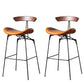 Modern Armless Backrest Counter Stool Iron Milk Tea Shop Bar Stool with Cushion and Pedal Brown-Black 2 Piece Set Clearhalo 'Bar Furniture' 'Bar Stools' 'bar_stools' 'furn' 'furn_bar_stools' 'furniture_bar_stools' 'Kitchen & Dining Furniture' 'kitchen&dining_furn' 'kitchen' 'kitchen_furn' Furniture' 4259261
