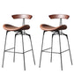 Modern Armless Backrest Counter Stool Iron Milk Tea Shop Bar Stool with Cushion and Pedal Red Brown 2 Piece Set Clearhalo 'Bar Furniture' 'Bar Stools' 'bar_stools' 'furn' 'furn_bar_stools' 'furniture_bar_stools' 'Kitchen & Dining Furniture' 'kitchen&dining_furn' 'kitchen' 'kitchen_furn' Furniture' 4259262