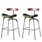 Modern Armless Backrest Counter Stool Iron Milk Tea Shop Bar Stool with Cushion and Pedal Army Green 2 Piece Set Clearhalo 'Bar Furniture' 'Bar Stools' 'bar_stools' 'furn' 'furn_bar_stools' 'furniture_bar_stools' 'Kitchen & Dining Furniture' 'kitchen&dining_furn' 'kitchen' 'kitchen_furn' Furniture' 4259263