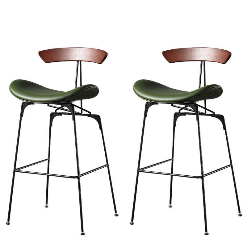 Modern Armless Backrest Counter Stool Iron Milk Tea Shop Bar Stool with Cushion and Pedal Army Green 2 Piece Set Clearhalo 'Bar Furniture' 'Bar Stools' 'bar_stools' 'furn' 'furn_bar_stools' 'furniture_bar_stools' 'Kitchen & Dining Furniture' 'kitchen&dining_furn' 'kitchen' 'kitchen_furn' Furniture' 4259263