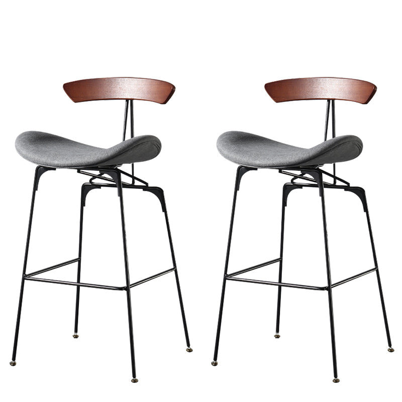Modern Armless Backrest Counter Stool Iron Milk Tea Shop Bar Stool with Cushion and Pedal Dark Gray-White 2 Piece Set Clearhalo 'Bar Furniture' 'Bar Stools' 'bar_stools' 'furn' 'furn_bar_stools' 'furniture_bar_stools' 'Kitchen & Dining Furniture' 'kitchen&dining_furn' 'kitchen' 'kitchen_furn' Furniture' 4259264