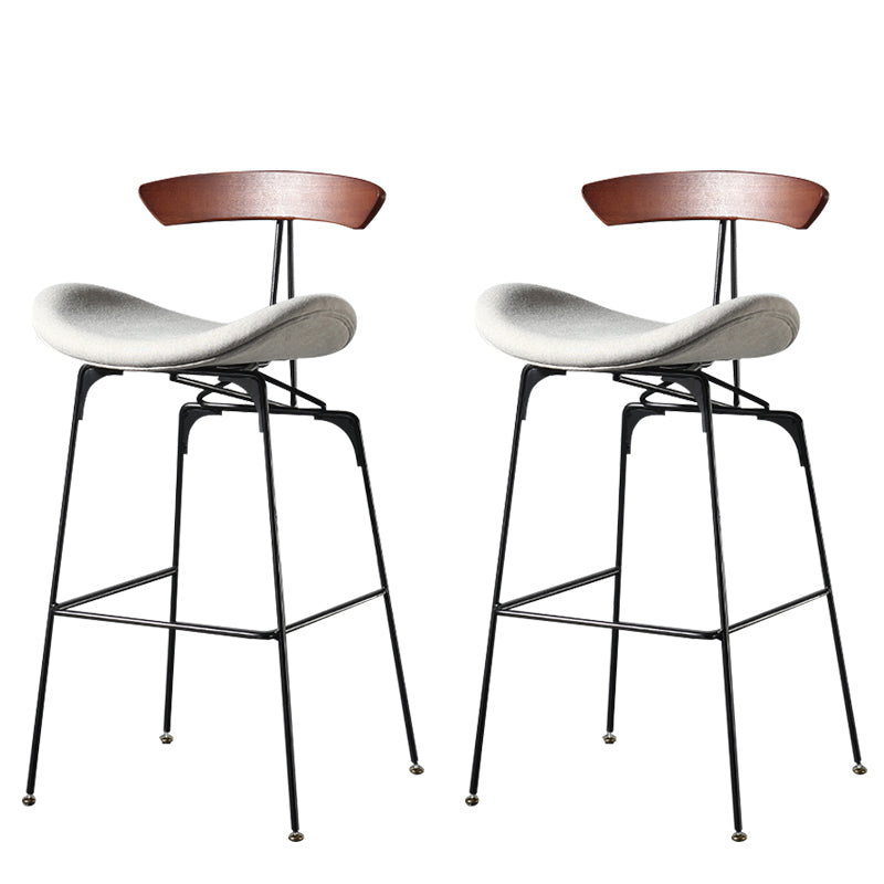 Modern Armless Backrest Counter Stool Iron Milk Tea Shop Bar Stool with Cushion and Pedal Light Gray-White 2 Piece Set Clearhalo 'Bar Furniture' 'Bar Stools' 'bar_stools' 'furn' 'furn_bar_stools' 'furniture_bar_stools' 'Kitchen & Dining Furniture' 'kitchen&dining_furn' 'kitchen' 'kitchen_furn' Furniture' 4259265