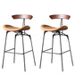 Modern Armless Backrest Counter Stool Iron Milk Tea Shop Bar Stool with Cushion and Pedal Tan 2 Piece Set Clearhalo 'Bar Furniture' 'Bar Stools' 'bar_stools' 'furn' 'furn_bar_stools' 'furniture_bar_stools' 'Kitchen & Dining Furniture' 'kitchen&dining_furn' 'kitchen' 'kitchen_furn' Furniture' 4259266