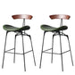 Modern Armless Backrest Counter Stool Iron Milk Tea Shop Bar Stool with Cushion and Pedal Dark Army Green 2 Piece Set Clearhalo 'Bar Furniture' 'Bar Stools' 'bar_stools' 'furn' 'furn_bar_stools' 'furniture_bar_stools' 'Kitchen & Dining Furniture' 'kitchen&dining_furn' 'kitchen' 'kitchen_furn' Furniture' 4259267