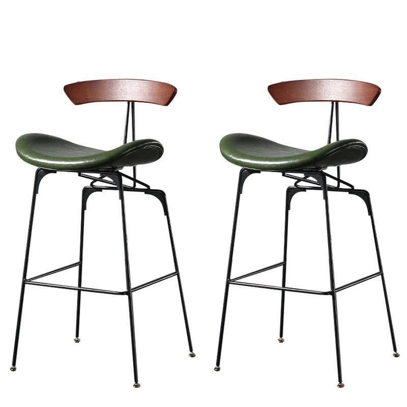 Modern Armless Backrest Counter Stool Iron Milk Tea Shop Bar Stool with Cushion and Pedal Dark Army Green 2 Piece Set Clearhalo 'Bar Furniture' 'Bar Stools' 'bar_stools' 'furn' 'furn_bar_stools' 'furniture_bar_stools' 'Kitchen & Dining Furniture' 'kitchen&dining_furn' 'kitchen' 'kitchen_furn' Furniture' 4259267
