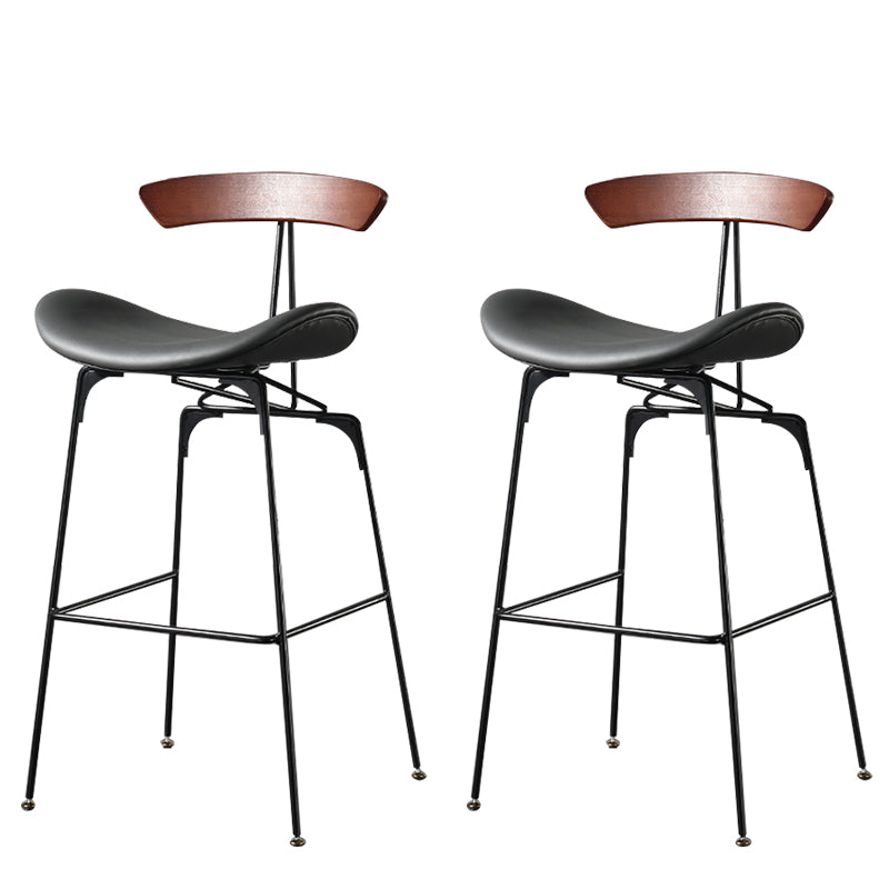 Modern Armless Backrest Counter Stool Iron Milk Tea Shop Bar Stool with Cushion and Pedal White-Gray 2 Piece Set Clearhalo 'Bar Furniture' 'Bar Stools' 'bar_stools' 'furn' 'furn_bar_stools' 'furniture_bar_stools' 'Kitchen & Dining Furniture' 'kitchen&dining_furn' 'kitchen' 'kitchen_furn' Furniture' 4259268