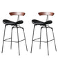 Modern Armless Backrest Counter Stool Iron Milk Tea Shop Bar Stool with Cushion and Pedal Gloss Black 2 Piece Set Clearhalo 'Bar Furniture' 'Bar Stools' 'bar_stools' 'furn' 'furn_bar_stools' 'furniture_bar_stools' 'Kitchen & Dining Furniture' 'kitchen&dining_furn' 'kitchen' 'kitchen_furn' Furniture' 4259269