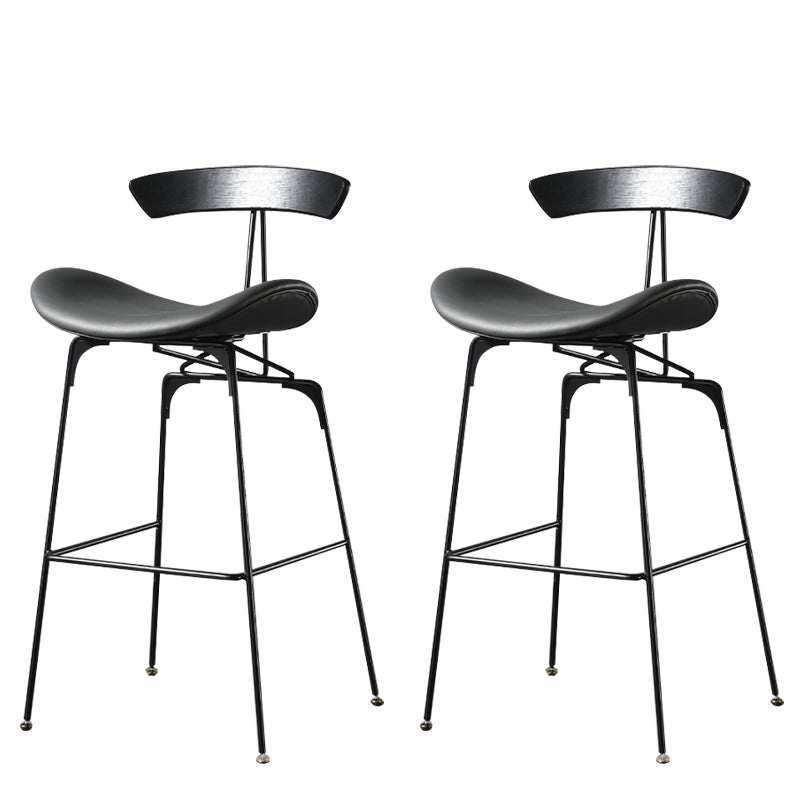 Modern Armless Backrest Counter Stool Iron Milk Tea Shop Bar Stool with Cushion and Pedal Grey 2 Piece Set Clearhalo 'Bar Furniture' 'Bar Stools' 'bar_stools' 'furn' 'furn_bar_stools' 'furniture_bar_stools' 'Kitchen & Dining Furniture' 'kitchen&dining_furn' 'kitchen' 'kitchen_furn' Furniture' 4259270