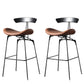 Modern Armless Backrest Counter Stool Iron Milk Tea Shop Bar Stool with Cushion and Pedal Dark Brown 2 Piece Set Clearhalo 'Bar Furniture' 'Bar Stools' 'bar_stools' 'furn' 'furn_bar_stools' 'furniture_bar_stools' 'Kitchen & Dining Furniture' 'kitchen&dining_furn' 'kitchen' 'kitchen_furn' Furniture' 4259271