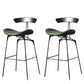 Modern Armless Backrest Counter Stool Iron Milk Tea Shop Bar Stool with Cushion and Pedal Blackish Green 2 Piece Set Clearhalo 'Bar Furniture' 'Bar Stools' 'bar_stools' 'furn' 'furn_bar_stools' 'furniture_bar_stools' 'Kitchen & Dining Furniture' 'kitchen&dining_furn' 'kitchen' 'kitchen_furn' Furniture' 4259272