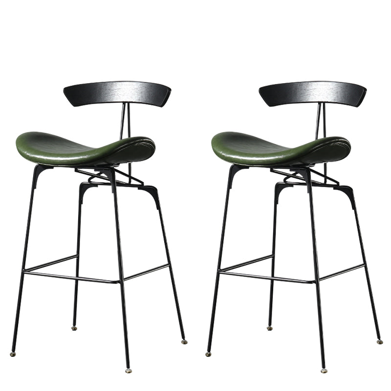 Modern Armless Backrest Counter Stool Iron Milk Tea Shop Bar Stool with Cushion and Pedal Blackish Green 2 Piece Set Clearhalo 'Bar Furniture' 'Bar Stools' 'bar_stools' 'furn' 'furn_bar_stools' 'furniture_bar_stools' 'Kitchen & Dining Furniture' 'kitchen&dining_furn' 'kitchen' 'kitchen_furn' Furniture' 4259272