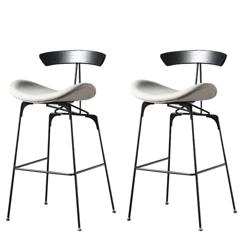 Modern Armless Backrest Counter Stool Iron Milk Tea Shop Bar Stool with Cushion and Pedal Light Gray 2 Piece Set Clearhalo 'Bar Furniture' 'Bar Stools' 'bar_stools' 'furn' 'furn_bar_stools' 'furniture_bar_stools' 'Kitchen & Dining Furniture' 'kitchen&dining_furn' 'kitchen' 'kitchen_furn' Furniture' 4259274