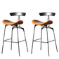 Modern Armless Backrest Counter Stool Iron Milk Tea Shop Bar Stool with Cushion and Pedal Brown 2 Piece Set Clearhalo 'Bar Furniture' 'Bar Stools' 'bar_stools' 'furn' 'furn_bar_stools' 'furniture_bar_stools' 'Kitchen & Dining Furniture' 'kitchen&dining_furn' 'kitchen' 'kitchen_furn' Furniture' 4259276