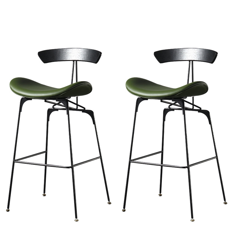 Modern Armless Backrest Counter Stool Iron Milk Tea Shop Bar Stool with Cushion and Pedal Green 2 Piece Set Clearhalo 'Bar Furniture' 'Bar Stools' 'bar_stools' 'furn' 'furn_bar_stools' 'furniture_bar_stools' 'Kitchen & Dining Furniture' 'kitchen&dining_furn' 'kitchen' 'kitchen_furn' Furniture' 4259277