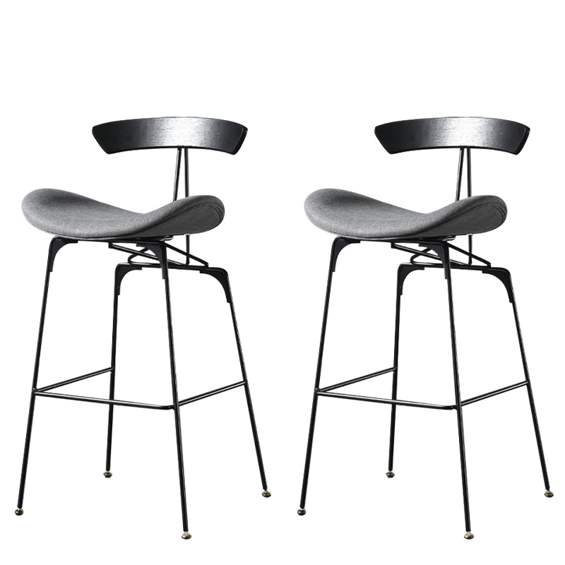 Modern Armless Backrest Counter Stool Iron Milk Tea Shop Bar Stool with Cushion and Pedal Dark Gray 2 Piece Set Clearhalo 'Bar Furniture' 'Bar Stools' 'bar_stools' 'furn' 'furn_bar_stools' 'furniture_bar_stools' 'Kitchen & Dining Furniture' 'kitchen&dining_furn' 'kitchen' 'kitchen_furn' Furniture' 4259278