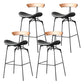 Modern Armless Backrest Counter Stool Iron Milk Tea Shop Bar Stool with Cushion and Pedal Silver Gray 4 Piece Set Clearhalo 'Bar Furniture' 'Bar Stools' 'bar_stools' 'furn' 'furn_bar_stools' 'furniture_bar_stools' 'Kitchen & Dining Furniture' 'kitchen&dining_furn' 'kitchen' 'kitchen_furn' Furniture' 4259279