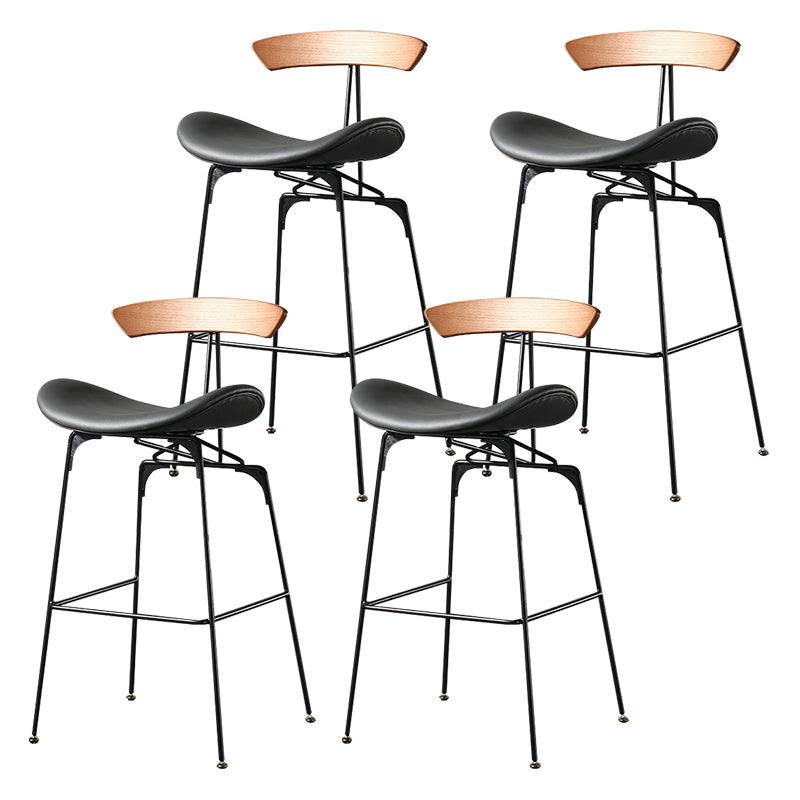Modern Armless Backrest Counter Stool Iron Milk Tea Shop Bar Stool with Cushion and Pedal Silver Gray 4 Piece Set Clearhalo 'Bar Furniture' 'Bar Stools' 'bar_stools' 'furn' 'furn_bar_stools' 'furniture_bar_stools' 'Kitchen & Dining Furniture' 'kitchen&dining_furn' 'kitchen' 'kitchen_furn' Furniture' 4259279