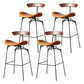 Modern Armless Backrest Counter Stool Iron Milk Tea Shop Bar Stool with Cushion and Pedal Brown-Black 4 Piece Set Clearhalo 'Bar Furniture' 'Bar Stools' 'bar_stools' 'furn' 'furn_bar_stools' 'furniture_bar_stools' 'Kitchen & Dining Furniture' 'kitchen&dining_furn' 'kitchen' 'kitchen_furn' Furniture' 4259281
