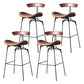 Modern Armless Backrest Counter Stool Iron Milk Tea Shop Bar Stool with Cushion and Pedal Red Brown 4 Piece Set Clearhalo 'Bar Furniture' 'Bar Stools' 'bar_stools' 'furn' 'furn_bar_stools' 'furniture_bar_stools' 'Kitchen & Dining Furniture' 'kitchen&dining_furn' 'kitchen' 'kitchen_furn' Furniture' 4259282