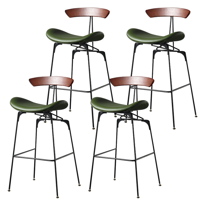 Modern Armless Backrest Counter Stool Iron Milk Tea Shop Bar Stool with Cushion and Pedal Army Green 4 Piece Set Clearhalo 'Bar Furniture' 'Bar Stools' 'bar_stools' 'furn' 'furn_bar_stools' 'furniture_bar_stools' 'Kitchen & Dining Furniture' 'kitchen&dining_furn' 'kitchen' 'kitchen_furn' Furniture' 4259283