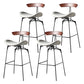 Modern Armless Backrest Counter Stool Iron Milk Tea Shop Bar Stool with Cushion and Pedal Light Gray-White 4 Piece Set Clearhalo 'Bar Furniture' 'Bar Stools' 'bar_stools' 'furn' 'furn_bar_stools' 'furniture_bar_stools' 'Kitchen & Dining Furniture' 'kitchen&dining_furn' 'kitchen' 'kitchen_furn' Furniture' 4259285