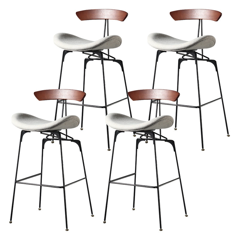 Modern Armless Backrest Counter Stool Iron Milk Tea Shop Bar Stool with Cushion and Pedal Light Gray-White 4 Piece Set Clearhalo 'Bar Furniture' 'Bar Stools' 'bar_stools' 'furn' 'furn_bar_stools' 'furniture_bar_stools' 'Kitchen & Dining Furniture' 'kitchen&dining_furn' 'kitchen' 'kitchen_furn' Furniture' 4259285