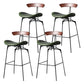 Modern Armless Backrest Counter Stool Iron Milk Tea Shop Bar Stool with Cushion and Pedal Dark Army Green 4 Piece Set Clearhalo 'Bar Furniture' 'Bar Stools' 'bar_stools' 'furn' 'furn_bar_stools' 'furniture_bar_stools' 'Kitchen & Dining Furniture' 'kitchen&dining_furn' 'kitchen' 'kitchen_furn' Furniture' 4259287