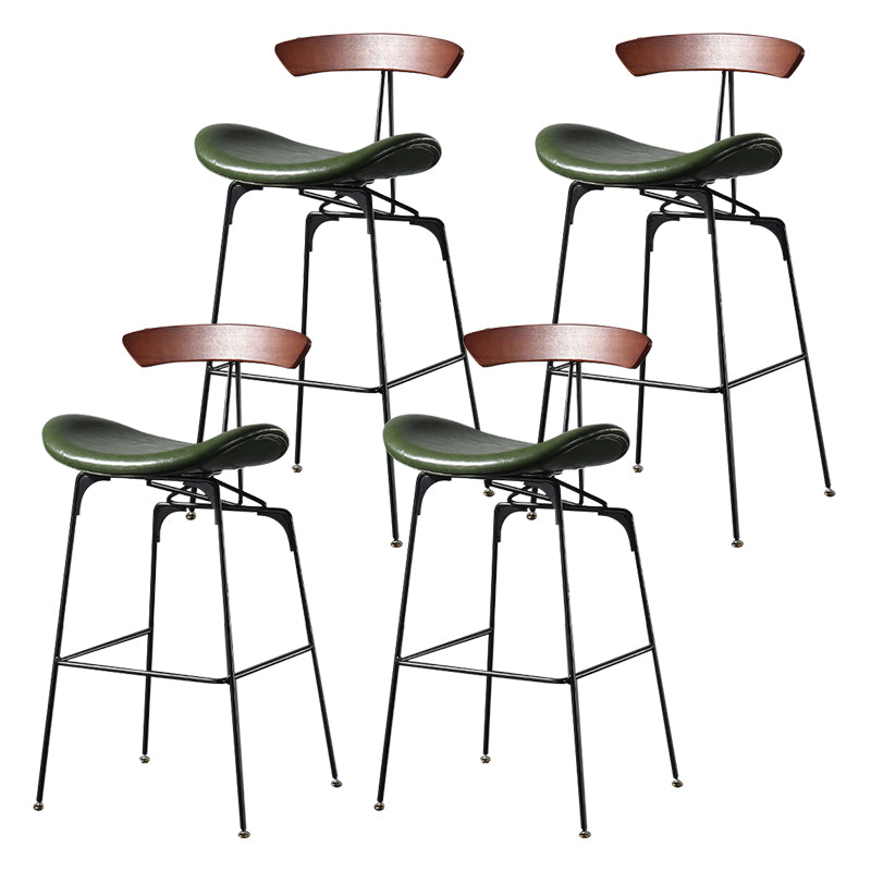 Modern Armless Backrest Counter Stool Iron Milk Tea Shop Bar Stool with Cushion and Pedal Dark Army Green 4 Piece Set Clearhalo 'Bar Furniture' 'Bar Stools' 'bar_stools' 'furn' 'furn_bar_stools' 'furniture_bar_stools' 'Kitchen & Dining Furniture' 'kitchen&dining_furn' 'kitchen' 'kitchen_furn' Furniture' 4259287