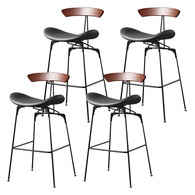 Modern Armless Backrest Counter Stool Iron Milk Tea Shop Bar Stool with Cushion and Pedal White-Gray 4 Piece Set Clearhalo 'Bar Furniture' 'Bar Stools' 'bar_stools' 'furn' 'furn_bar_stools' 'furniture_bar_stools' 'Kitchen & Dining Furniture' 'kitchen&dining_furn' 'kitchen' 'kitchen_furn' Furniture' 4259288
