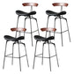 Modern Armless Backrest Counter Stool Iron Milk Tea Shop Bar Stool with Cushion and Pedal Gloss Black 4 Piece Set Clearhalo 'Bar Furniture' 'Bar Stools' 'bar_stools' 'furn' 'furn_bar_stools' 'furniture_bar_stools' 'Kitchen & Dining Furniture' 'kitchen&dining_furn' 'kitchen' 'kitchen_furn' Furniture' 4259289