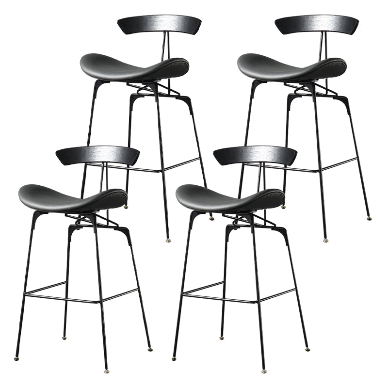 Modern Armless Backrest Counter Stool Iron Milk Tea Shop Bar Stool with Cushion and Pedal Grey 4 Piece Set Clearhalo 'Bar Furniture' 'Bar Stools' 'bar_stools' 'furn' 'furn_bar_stools' 'furniture_bar_stools' 'Kitchen & Dining Furniture' 'kitchen&dining_furn' 'kitchen' 'kitchen_furn' Furniture' 4259290