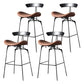 Modern Armless Backrest Counter Stool Iron Milk Tea Shop Bar Stool with Cushion and Pedal Dark Brown 4 Piece Set Clearhalo 'Bar Furniture' 'Bar Stools' 'bar_stools' 'furn' 'furn_bar_stools' 'furniture_bar_stools' 'Kitchen & Dining Furniture' 'kitchen&dining_furn' 'kitchen' 'kitchen_furn' Furniture' 4259291