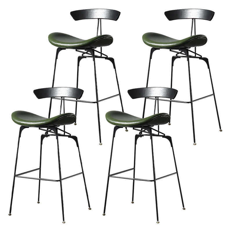 Modern Armless Backrest Counter Stool Iron Milk Tea Shop Bar Stool with Cushion and Pedal Blackish Green 4 Piece Set Clearhalo 'Bar Furniture' 'Bar Stools' 'bar_stools' 'furn' 'furn_bar_stools' 'furniture_bar_stools' 'Kitchen & Dining Furniture' 'kitchen&dining_furn' 'kitchen' 'kitchen_furn' Furniture' 4259292