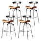 Modern Armless Backrest Counter Stool Iron Milk Tea Shop Bar Stool with Cushion and Pedal Light Brown 4 Piece Set Clearhalo 'Bar Furniture' 'Bar Stools' 'bar_stools' 'furn' 'furn_bar_stools' 'furniture_bar_stools' 'Kitchen & Dining Furniture' 'kitchen&dining_furn' 'kitchen' 'kitchen_furn' Furniture' 4259293