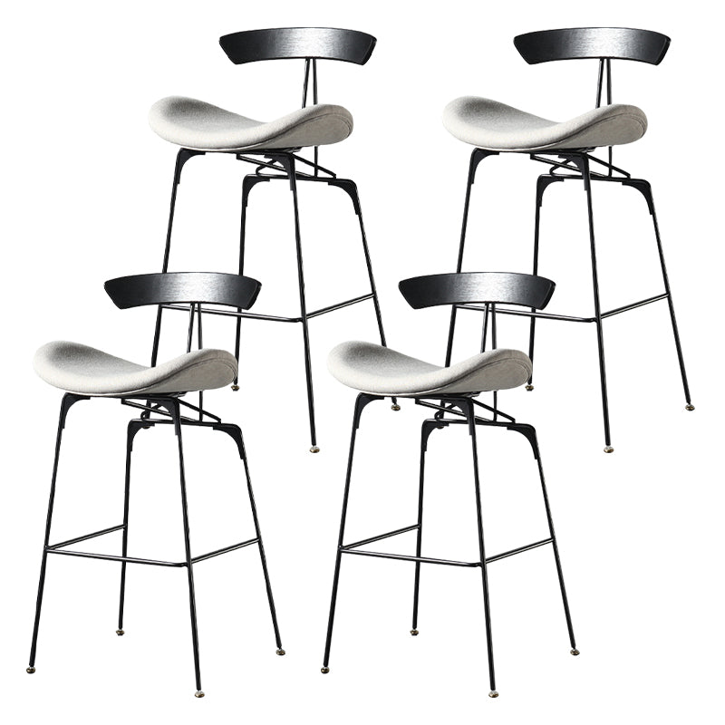 Modern Armless Backrest Counter Stool Iron Milk Tea Shop Bar Stool with Cushion and Pedal Light Gray 4 Piece Set Clearhalo 'Bar Furniture' 'Bar Stools' 'bar_stools' 'furn' 'furn_bar_stools' 'furniture_bar_stools' 'Kitchen & Dining Furniture' 'kitchen&dining_furn' 'kitchen' 'kitchen_furn' Furniture' 4259294