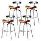 Modern Armless Backrest Counter Stool Iron Milk Tea Shop Bar Stool with Cushion and Pedal Brown 4 Piece Set Clearhalo 'Bar Furniture' 'Bar Stools' 'bar_stools' 'furn' 'furn_bar_stools' 'furniture_bar_stools' 'Kitchen & Dining Furniture' 'kitchen&dining_furn' 'kitchen' 'kitchen_furn' Furniture' 4259296